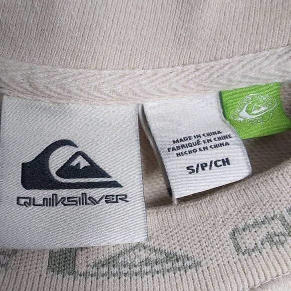 Quiksilver Women's Cream Crewneck 3D Embossed Logo Relaxed Fit, Size Small - Picture 6 of 8